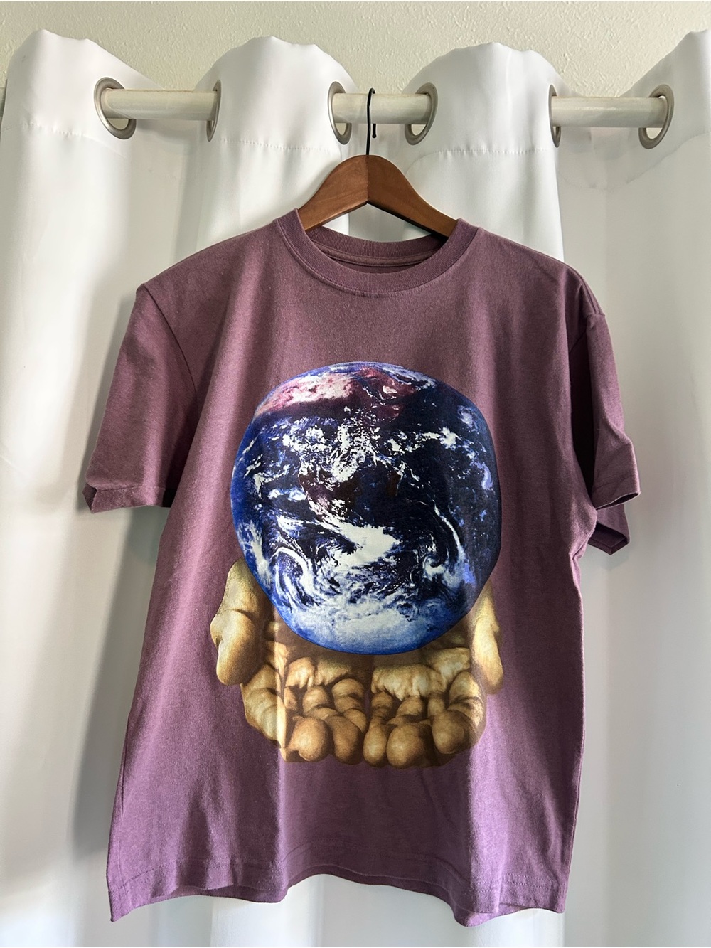 Obey Purple Graphic Tee with Earth & Hands